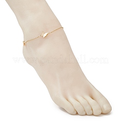 304ステンレススチール製バタフライリンクチェーンアンクレット（女性用）  ゴールドカラー  9-1/2インチ（242mm）&nbsp;AJEW-AN00700