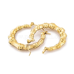 Ion Plating(IP) Bamboo Joint 304 Stainless Steel Hoop Earrings for Women&nbsp;EJEW-G388-01G