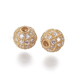 Brass Micro Pave Cubic Zirconia Beads&nbsp;ZIRC-G149-A-C