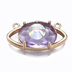 ガラスペンダントリンク  明るい金色の真鍮のパーツと  目  ライラック  11x22x7mm  穴：1.2mm&nbsp;LS-GLAA-S193-036A-LG
