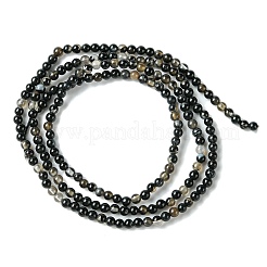 天然石黒瑪瑙ビーズ連売り  ラウンド  染め＆加熱  2mm  穴：0.8mm  約178個/連  15インチ&nbsp;G-A130-2mm-K01