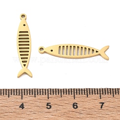 304ステンレスペンダント  魚のチャーム  イオンプレーティング（ip）  18KGP本金メッキ  28x6x1.3mm  穴：1.4mm&nbsp;SA-CBAAC28-12G