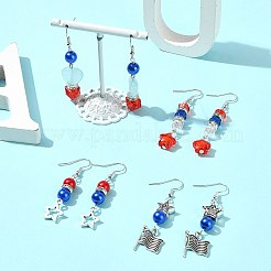 DIYイヤリング作成キット  合金ペンダント & ビーズを含む  アクリル、ABSプラスチック、シェルパール、鉄ラインストーンビーズ  鉄製のピアスフックと304ステンレス鋼のピン  ミックスカラー  15x12x2mm  穴：1.8mm&nbsp;DIY-FS0009-68