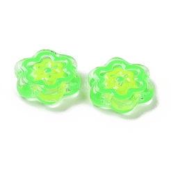ガラスビーズ連売り  手描きのビーズ  エナメル  花  ライム  18x19.5x5mm  穴：1.1mm  約20個/連  14.17インチ（36cm）&nbsp;GLAA-L047-04E