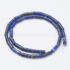 天然石ラピスラズリビーズ連売り  チューブ  13~14x3.5~5mm  穴：1mm  約29個/連  15.1~15.7インチ（385~400mm）&nbsp;G-G968-F04