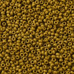 MIYUKIラウンドロカイユビーズ  日本製シードビーズ  15/0  （rr2312)マット不透明マスタード  1.5mm  穴：0.7mm  約27777個/50g&nbsp;SEED-X0056-RR2312