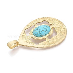 合金パヴェ樹脂製ビッグペンダント  ティアドロップ  カドミウムフリー＆鉛フリー  ラックめっき  マットゴールドカラー  77x54x9mm  穴：11.5x5mm&nbsp;PALLOY-N179-73MG