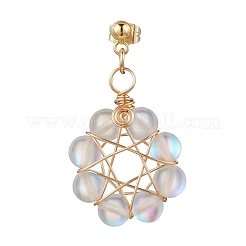 Flower Synthetic Moonstone Dangle Stud Earrings&nbsp;EJEW-JE06336
