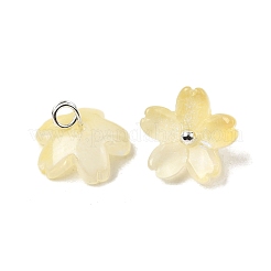 ガラスチャーム  花  プラチナトーンの真鍮ループとグリッターパウダー付き  グラデーションカラー  ゴールド  11x11x7mm  穴：1.8mm&nbsp;GLAA-G127-05D