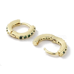 女性用真鍮パヴェキュービックジルコニアフープピアス  18KGP本金メッキ  ミックスカラー  9x2mm&nbsp;EJEW-L269-134G