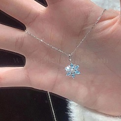 Christmas Alloy Rhinestone Snowflake Pendant Necklaces for Women&nbsp;WG7EFB7-01