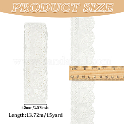 33ヤードのコットン刺繍蝶結びレースリボン  ホワイト  1-5/8インチ（40mm）&nbsp;OCOR-WH0045-35A-1