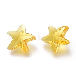 カット加工ガラスチャーム  ヒトデ  きいろ  14x15x7mm  穴：1.4mm&nbsp;GLAA-H101-A-08