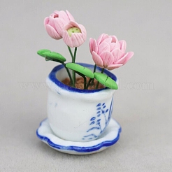 Polymer Clay Lily with Resin Basket Miniature Ornaments&nbsp;PW-WGD70FB-01
