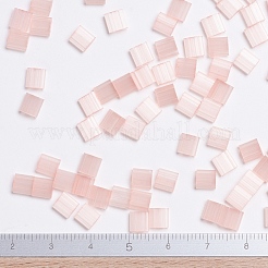 MIYUKIティラビーズ  日本製シードビーズ  2穴  （tl2556)シルクペールコーラル  5x5x1.9mm  穴：0.8mm  約118PCS /ボトル  10 G /ボトル&nbsp;SEED-JP0008-TL2556