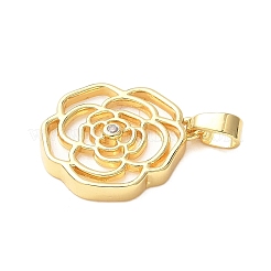 真鍮アクリルパーツ  花のチャーム  18KGP本金メッキ  17x15x3mm  穴：3x5mm&nbsp;KK-D357-15G