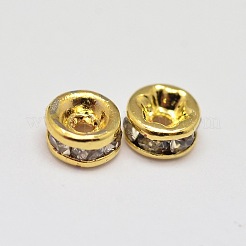 Rack Plating Rondelle Brass Grade A Crystal Rhinestone Spacer Beads&nbsp;RB-D300-G