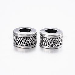 304ステンレススチールヨーロピアンビーズ  大穴ビーズ  コラム  ミックスカラー  9.5x6mm  穴：5mm&nbsp;STAS-H371-27