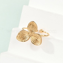 304ステンレススチールカフリング  クローバー  ゴールドカラー  19x17mm  内径：19mm&nbsp;RJEW-D306-11G