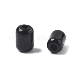 不透明な模造翡翠ガラスビーズ  コラム  ブラック  6x4mm  穴：1mm  2647個/ポンド&nbsp;GLAA-Z012-02D