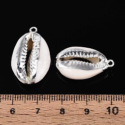 Electroplated Natural Cowrie Shell Pendants&nbsp;X-SSHEL-T017-36