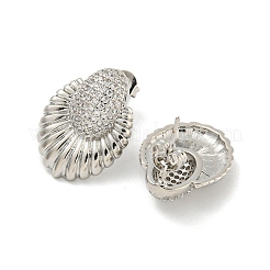 ティアドロップ真鍮パヴェクリアキュービックジルコニアスタッドピアス  プラチナ  19.5x14.5mm&nbsp;EJEW-N054-40P