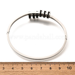 女性用304ステンレススチールヒンジエナメルバングル  フラットラウンド  ステンレス鋼色  内径：2-1/2x1-7/8インチ（6.2x4.7cm）&nbsp;BJEW-F474-39P