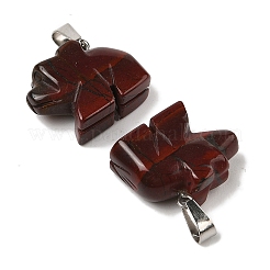 天然の赤い虹ジャスパーペンダント  201ステンレススチール製金具付き  クマ  18~19x22~23x9~10mm  穴：4x8mm&nbsp;G-B127-02P-02