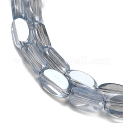 電気メッキガラスビーズセット  オーバル  多面カット  ライトスチールブルー  6x3.5x2.5mm  穴：1mm  約53~54個/連  11.73''~12.01''（29.8~30.5センチメートル）&nbsp;EGLA-P064-01A-PL04