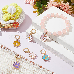 12Pcs 6 Colors Alloy Enamel Daisy Flower Charms Locking Stitch Markers&nbsp;HJEW-PH01644