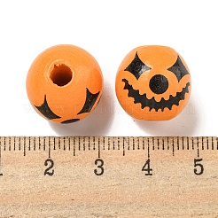 Printed Wood European Beads&nbsp;WOOD-G022-08A-03