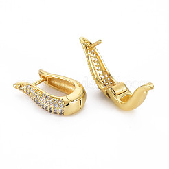 Brass Micro Pave Clear Cubic Zirconia Hoop Earrings&nbsp;EJEW-S208-142-NF