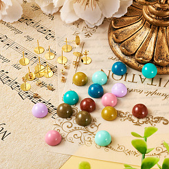 DIY Half Round Opaque Resin Stud Earring Jewelry Kits&nbsp;DIY-TA0010-78