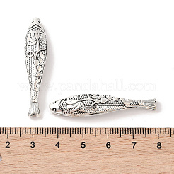 Tibetan Style Zinc Alloy Lotus Flower Pattern Fish Beads&nbsp;PALLOY-P078-01