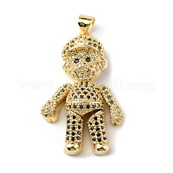 Brass Micro Pave Cubic Zirconia Pendants&nbsp;KK-P233-01G