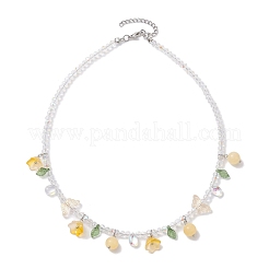 Glass with Topaz Jade Beaded Necklaces&nbsp;NJEW-JN04680-03