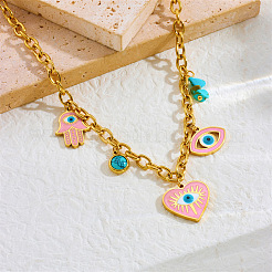 304 Stainless Steel Enamel with Synthetic Turquoise Pendant Necklaces & Hoop Earrings & Charm Bracelets Sets&nbsp;FS-WGFA37A-01