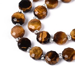 天然石タイガーアイビーズ連売り  フラットラウンド  ファセットコインビーズ  シードビーズで  8~9x8~9x5~6mm  穴：1~1.2mm  約19~20個/連  7.48~7.68''（19~19.5センチメートル）&nbsp;G-B153-B17