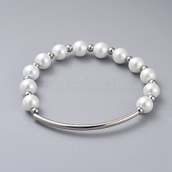 Glass Pearl Beads Stretch Bracelets&nbsp;BJEW-JB04758-01