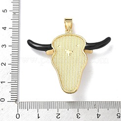 真鍮製エナメルペンダント  アクリルと  ブルヘッドチャーム  18KGP本金メッキ  37x43x7.5mm  穴：6.5x4mm&nbsp;KK-C165-04G