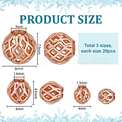 60Pcs 3 Styles Hollow Brass Beads&nbsp;KK-PH0015-09