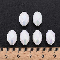 不透明なアクリルビーズ  染め  ABカラー  多面カット  オーバル  ホワイト  12x8mm  穴：2.5mm  約1120個/500g&nbsp;TACR-S153-32I-09