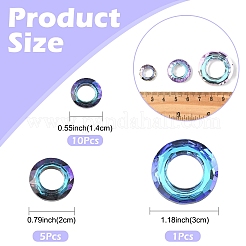 16Pcs 3 Styles Electroplate Glass Linking Rings&nbsp;GLAA-YW0005-28A