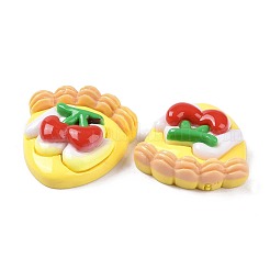 不透明樹脂ケーキデコデンカボション  模造食品  きいろ  さくらんぼ柄  27.5x25x9mm&nbsp;LS-CRES-A051-01B