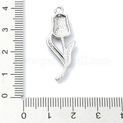 ラックメッキ合金、ブラックラインストーンペンダント付き  ローズ  プラチナ  33x12x3mm  穴：1.8mm&nbsp;FIND-Z051-01P-01