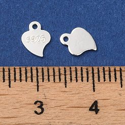 スターリングシルバー チェーン エクステンダー ドロップ 925 個  チェーンタブ  ハートチャーム  s925スタンプあり  銀  7x5x0.5mm  穴：0.9mm  約99個/10g&nbsp;STER-G040-03B