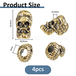 真鍮ビーズ4個  口ひげの男  アンティーク黄金  18.5x10.5x13.5mm  穴：5mm  4個/セット&nbsp;KK-FH0008-10AG