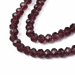 ガラスビーズ連売り  多面カットそろばん  ロンデル  パープル  10x8mm  穴：1mm  約60~61個/連  46~48cm&nbsp;EGLA-A034-T10mm-D26