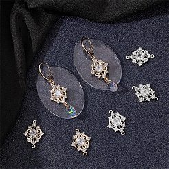 8個 2スタイル 真鍮 クリア キュービックジルコニア 菱形リンク コネクターチャーム  ジュエリーdiyクラフト作り用  ゴールデン＆シルバー  18.5x13.5x3mm  穴：1mm  4個/スタイル&nbsp;ZIRC-BBC0003-72