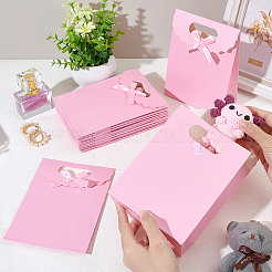 長方形の紙のギフトバッグ  誕生日用のリボンちょう結び装飾キャンディートート  結婚式  ピンク  16.5x12x6cm&nbsp;LS-ABAG-WH0048-08B-03